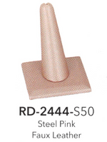 Finger Ring Stand — Square Base — Steel Pink Faux Leather