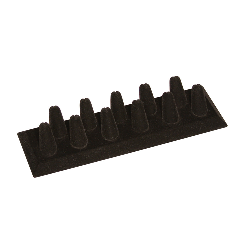 11-Finger ring stand; RETANGLE base- Black velvet