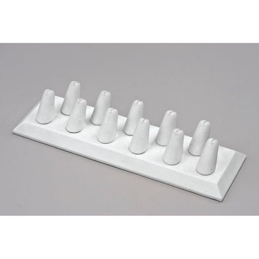11-Finger ring stand; RETANGLE base- White leather