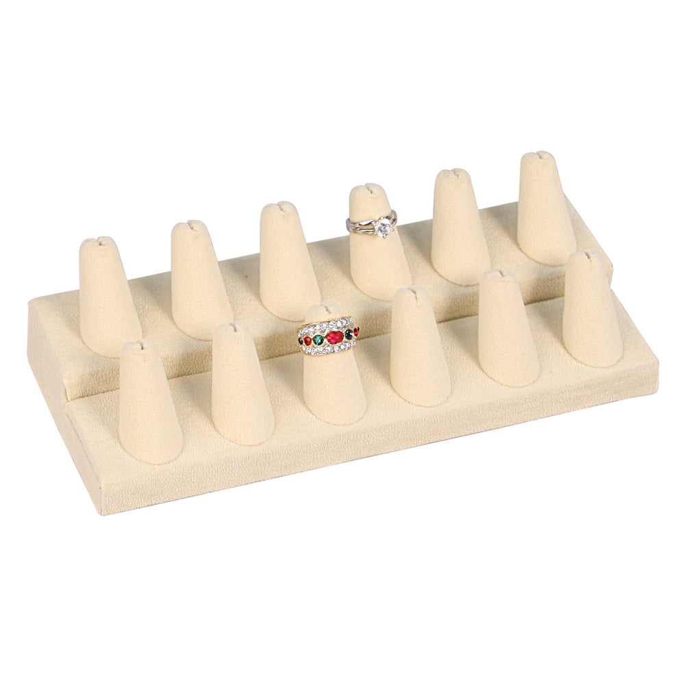 12-Finger ring stand; 2 tier — beige