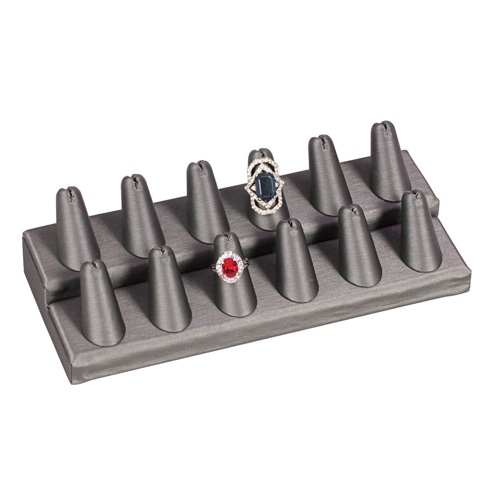 12-Finger ring stand; 2 Tier — Steel Grey