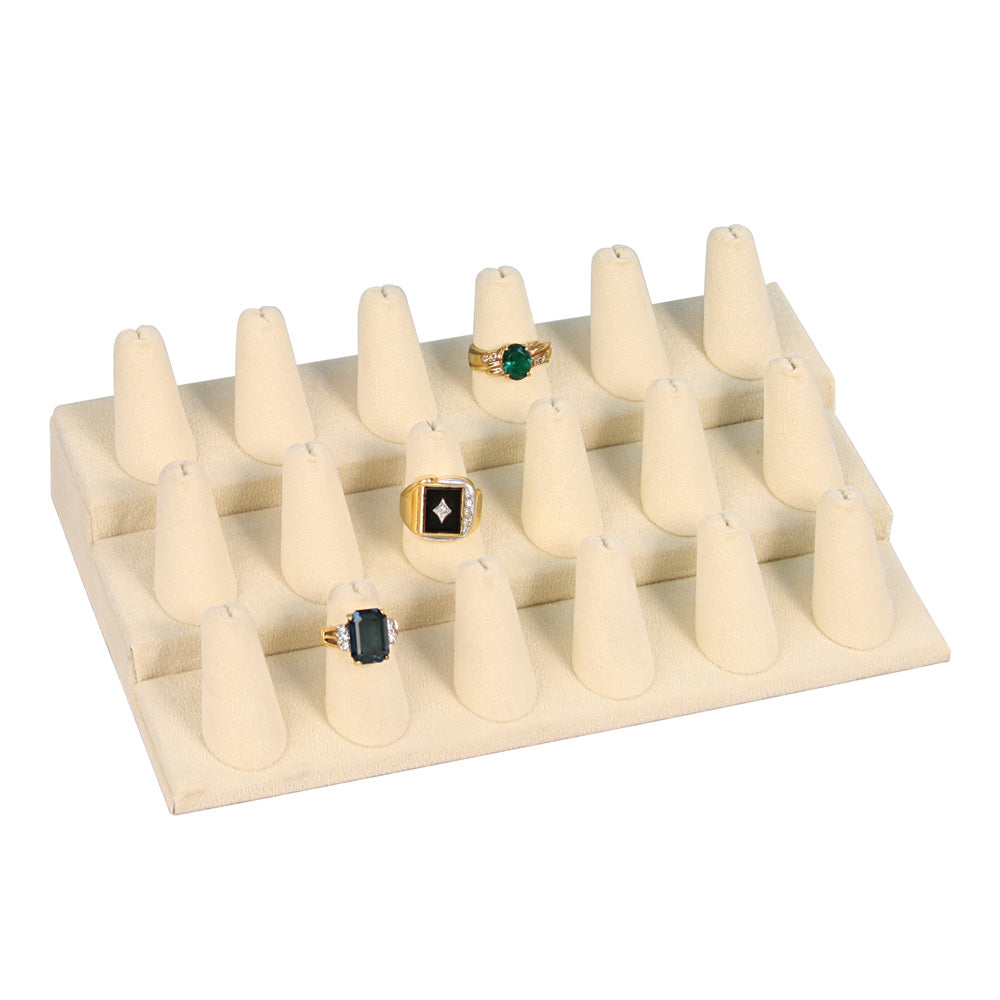 18-Finger ring stand; 3 tier — beige