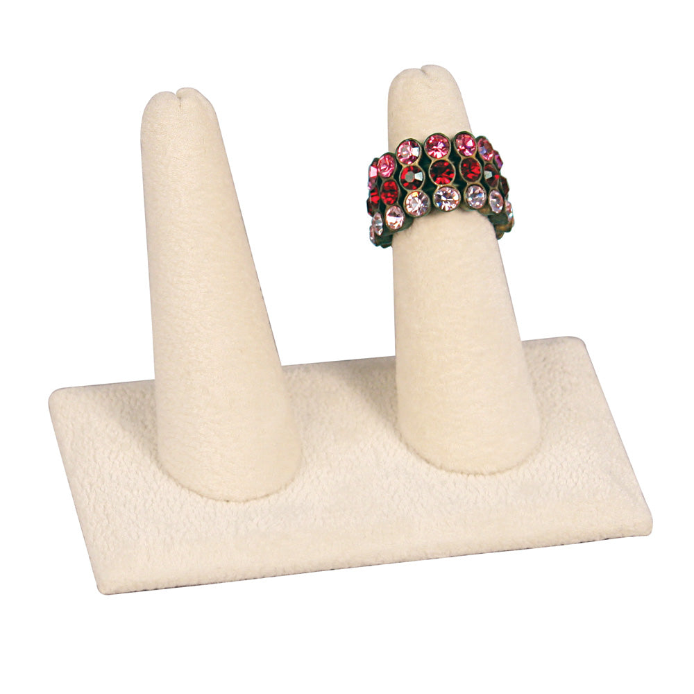 2-Finger ring stand; retangle base — beige