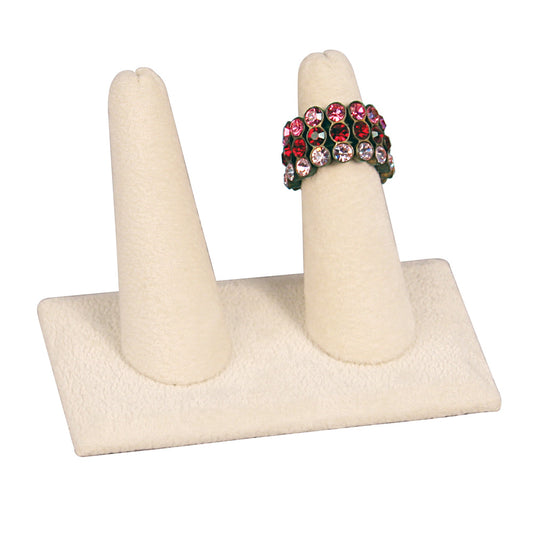 2-Finger ring stand; retangle base — beige