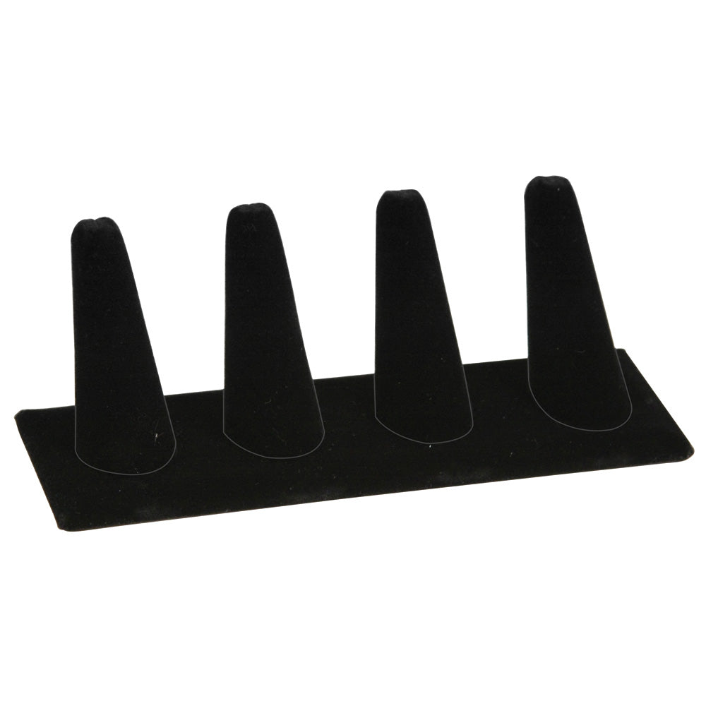 4-Finger ring stand;rectangle base- Black velvet