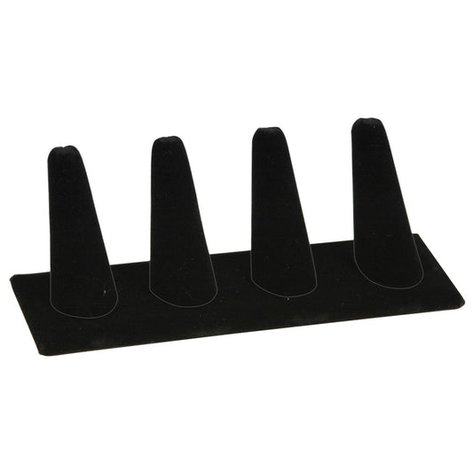 4-Finger ring stand;rectangle base- Black velvet
