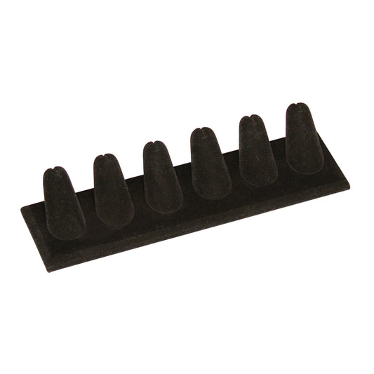 6-Finger ring stand;rectangle base- Black velvet