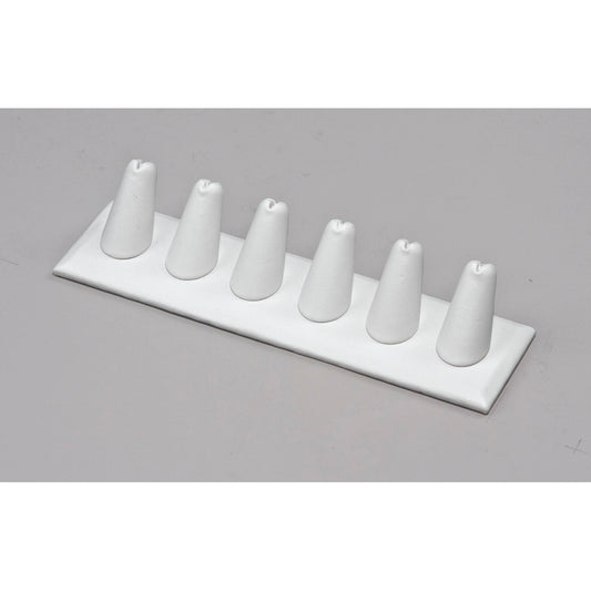 6-Finger ring stand;rectangle base- White leather