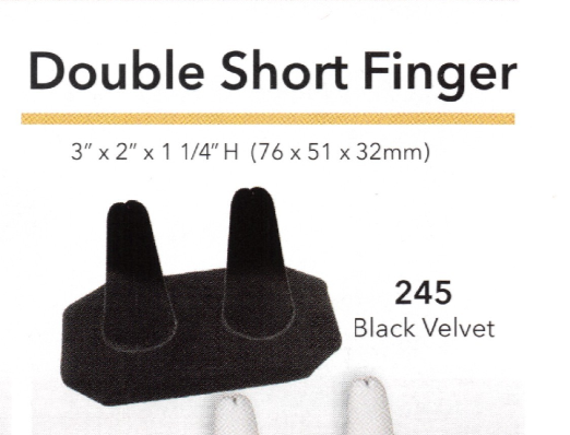 2-Finger ring stand; OCTAGON base — Black velvet