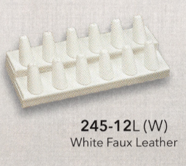 12-Finger ring stand; 2 Tier — White leather