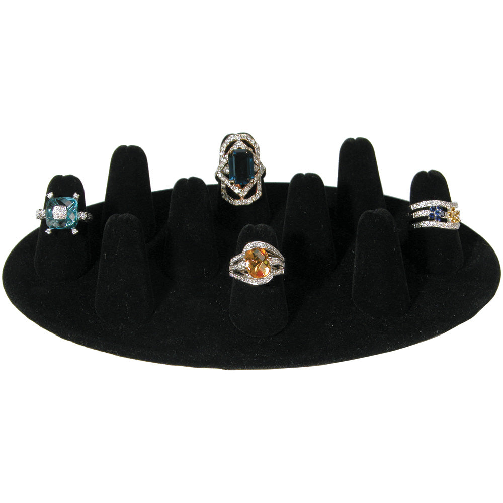Oval 10 finger ring display — Black velvet