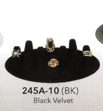 Oval 10 finger ring display — Black velvet