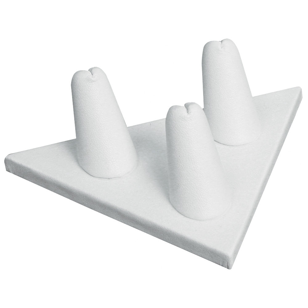 3-Finger ring stand; TRIANGLE base- White leather