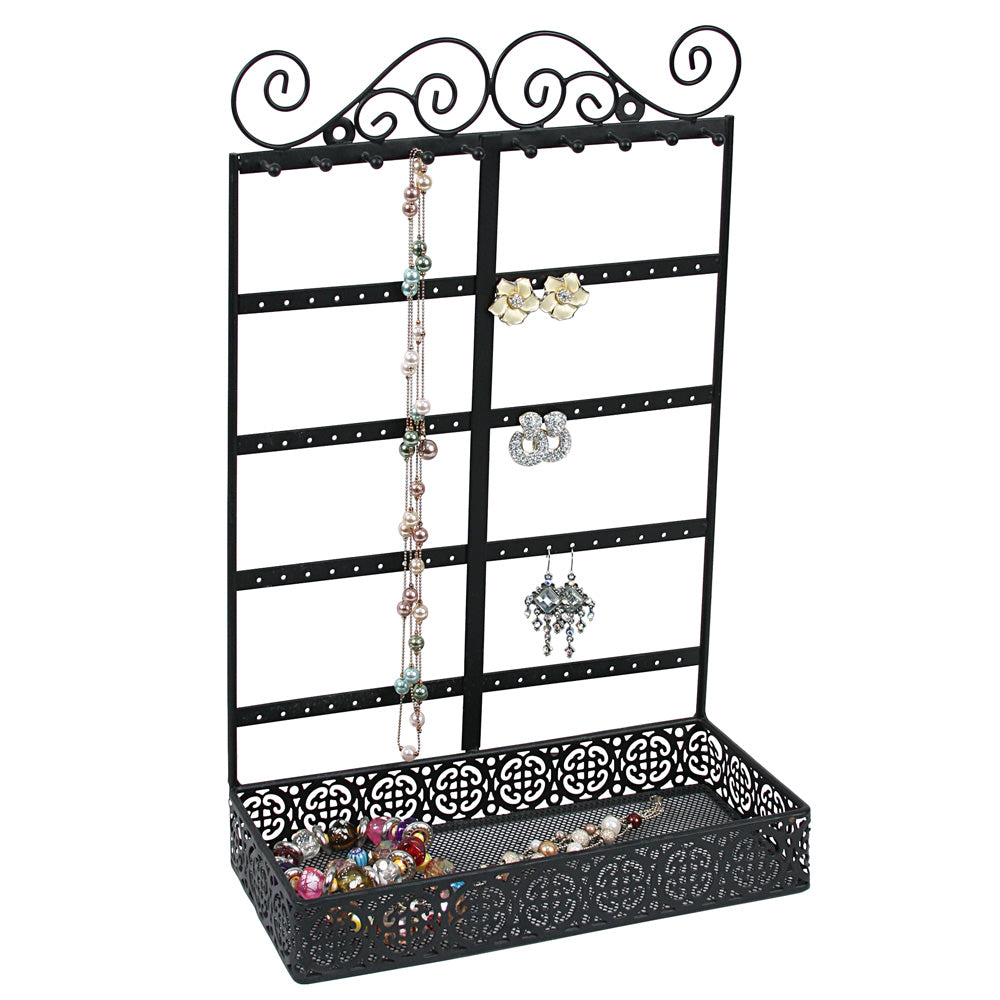 Metal Display w/ Tray — 10 1/4 x 4 1/2 x 16" H (260 x 114 x 405 mm) — Black
