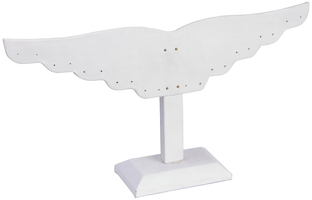 Earrings Display Wing — White Faux Leather