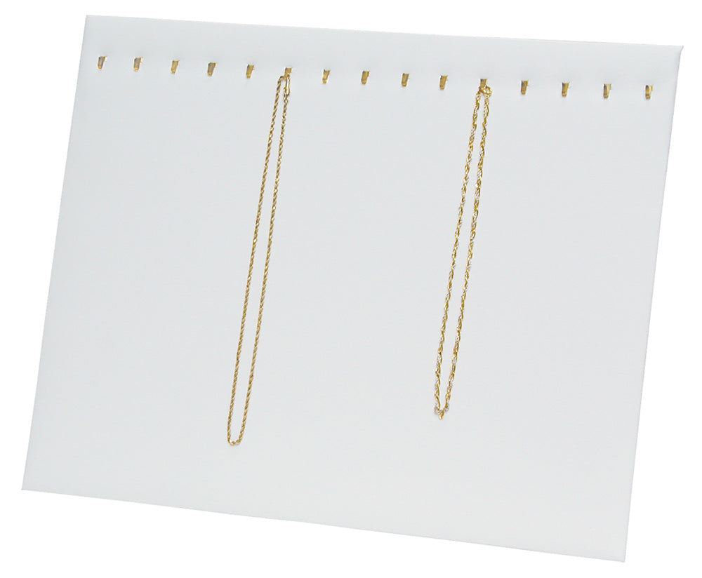 Double-Line Hook Easel Stand — 15 x 12" H · 29 hooks — White Faux Leather