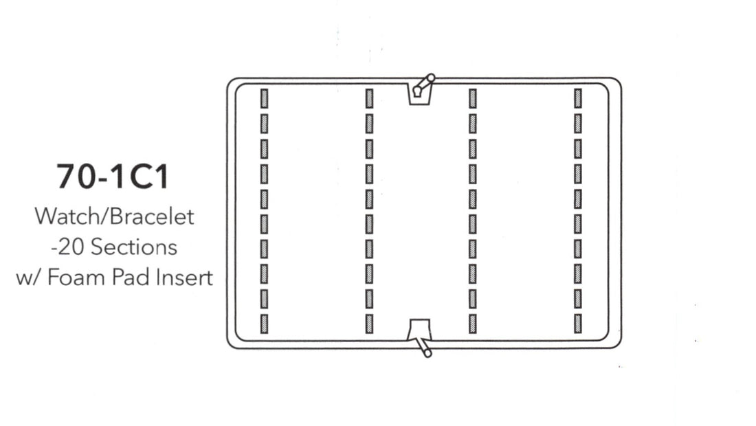 Black Leatherette Folders — Watch/Bracelet — 20 Sections, w/ Foam Pad Insert — Black