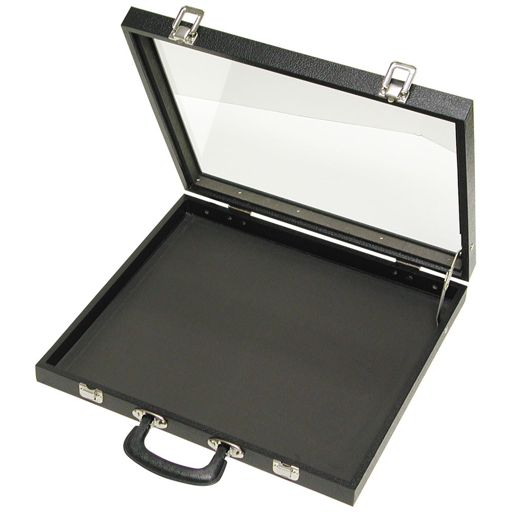 Single-Side Cases With Glass Top — Small — 16 1/4 x 15 x 2 1/8" H (41 x 38 x 6cm) — Black