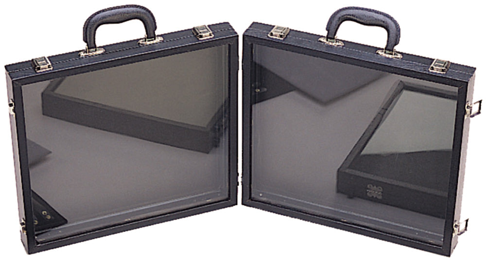 Glass-Top Double-Sided Cases — Small — 16 1/4 x 15 x 2 1/8" H/side (41 x 38 x 6cm) — Black