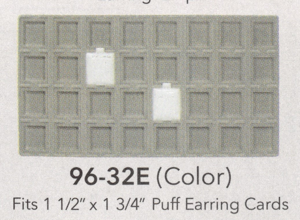 Flocked Tray Liners For Earrings — 32 Sections — fits 1 1/2 x 1 3/4" puff earring cards — White