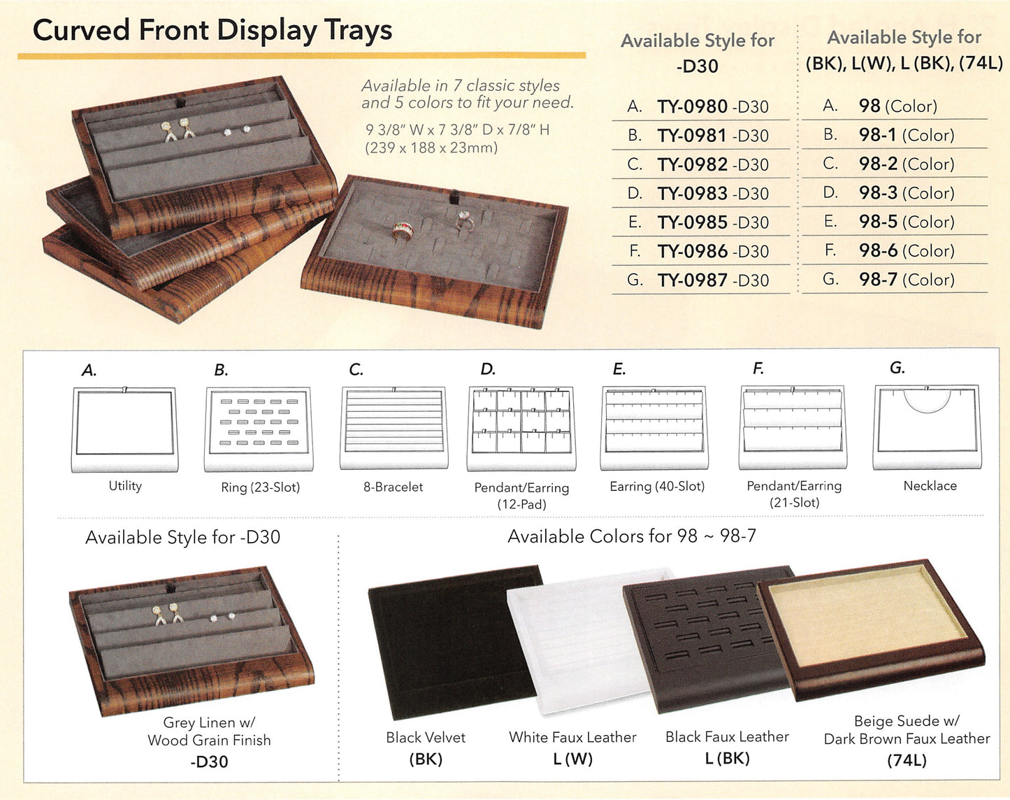 Curved Front Display Trays