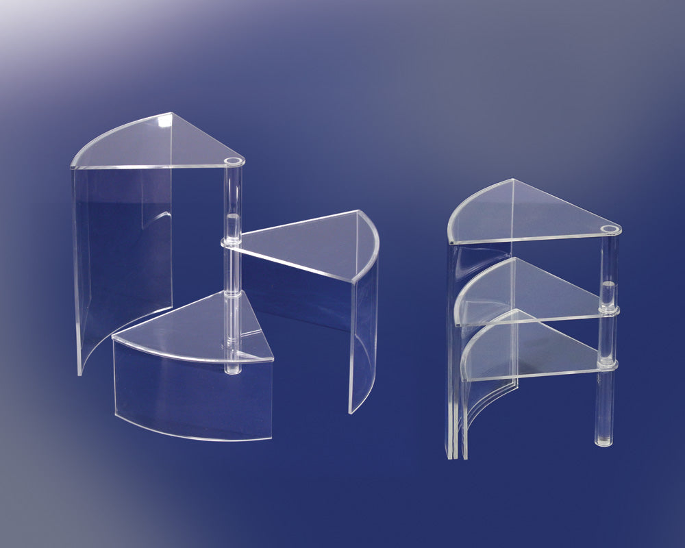 Adjustable Acrylic 3-Tier Interlocking Riser — Clear