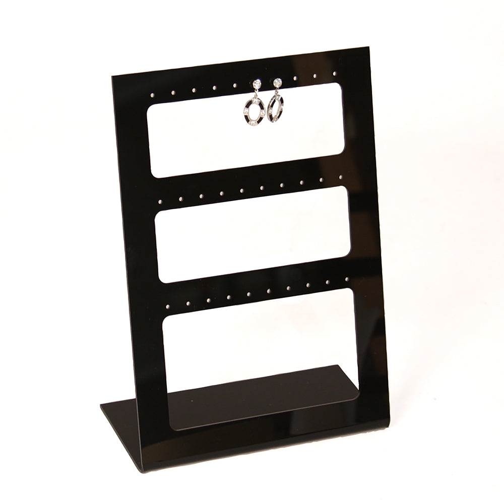 Multiple Acrylic Earring Displays Stand — Up to 15 Pr — 6 x 8 1/8" H — Black