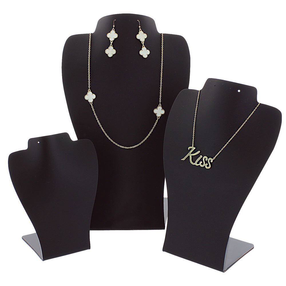Acrylic Necklace 3-Pc Sets — Black