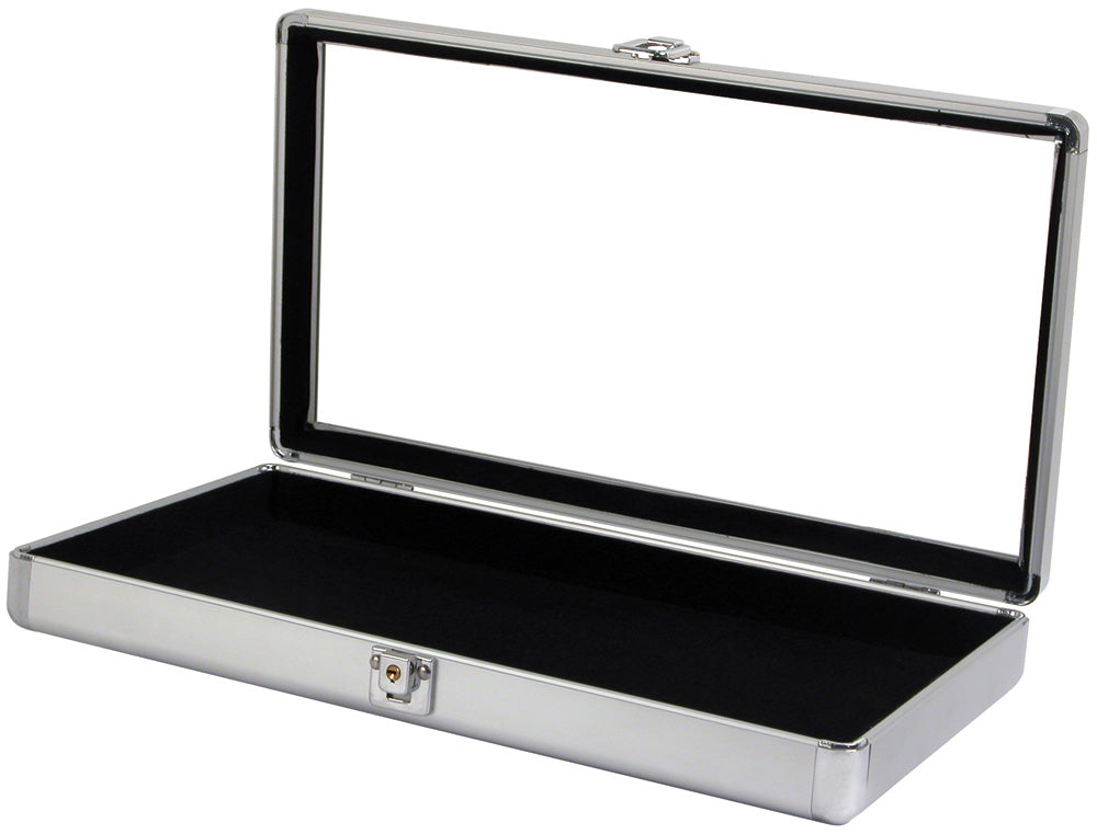 Glass-Top Cases — Silver Aluminum