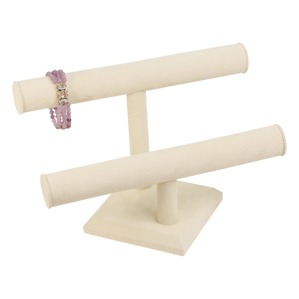 Double T-Bar — Beige Faux Suede