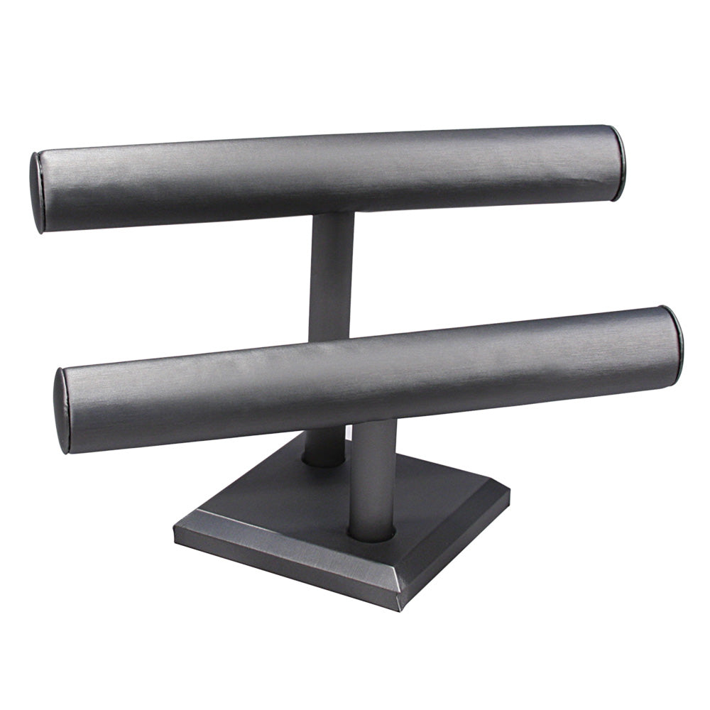 Double T-Bar — Steel Grey Faux Leather