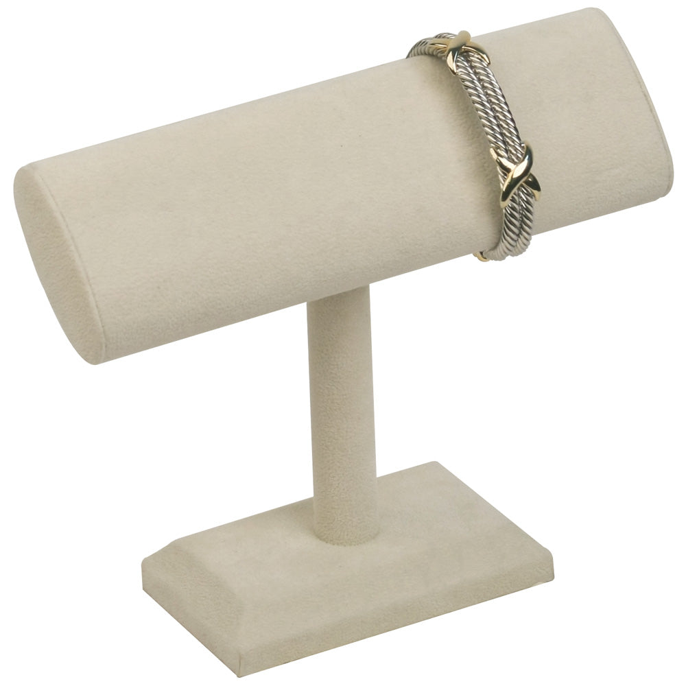 Oval Shape T-Bar — C — 10 1/4 x 10 1/4" H — Beige Faux Suede