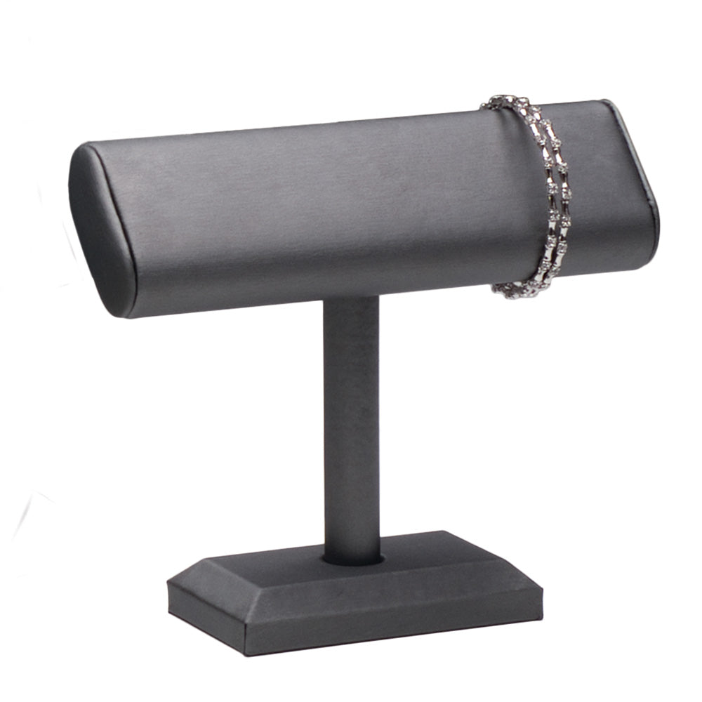 Oval Shape T-Bar — B — 7 3/8 x 7 1/8" H (154 x 180mm) — Steel Grey Faux Leather