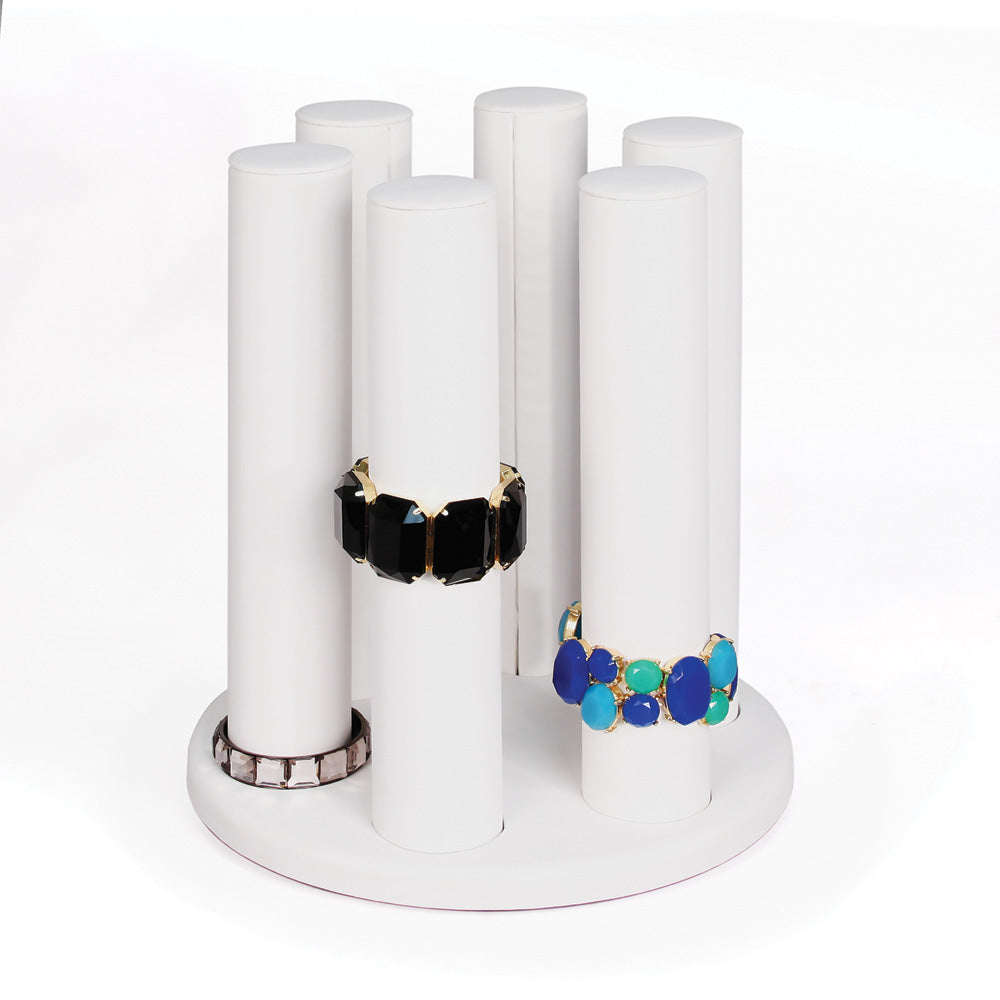 360° Spinning Display — White Faux Leather