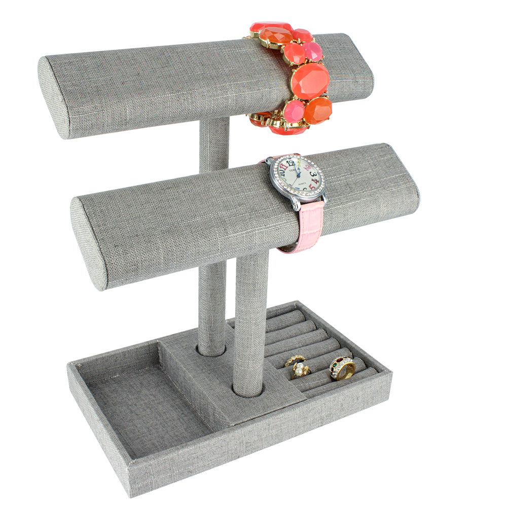 Double T-Bar w/ Tray — Grey Linen