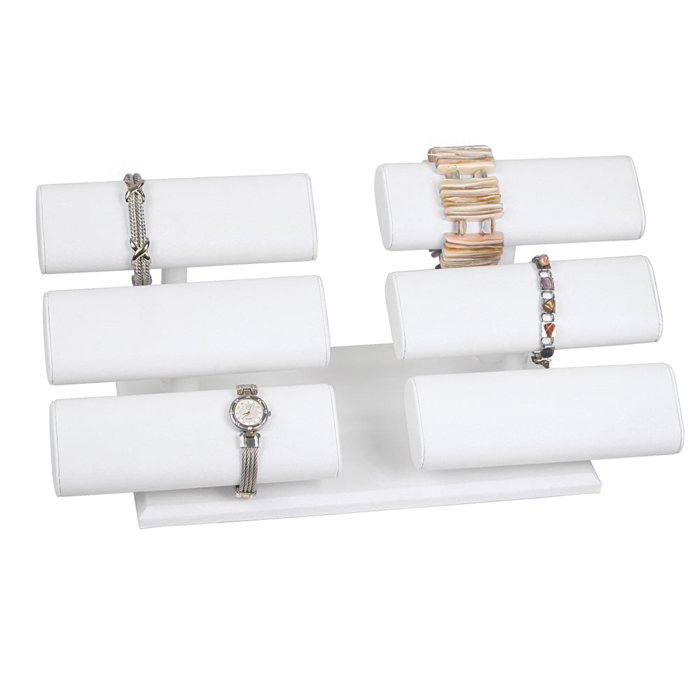 Triple T-Bar — White Faux Leather