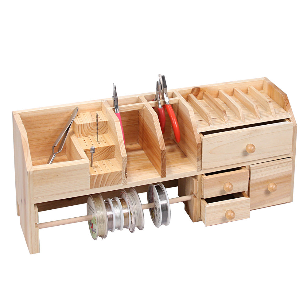 Mini Bench Top Tool Organizers — Mini Bench Tool Organizer — 18″ x 5″ x 7 3/8″ H — Natural Wood