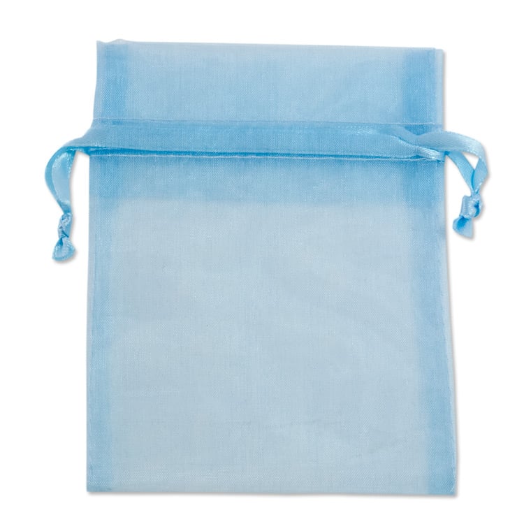 Sheer Organza Drawstring Pouch — Sheer Baby Blue — 1.75 x 2 in