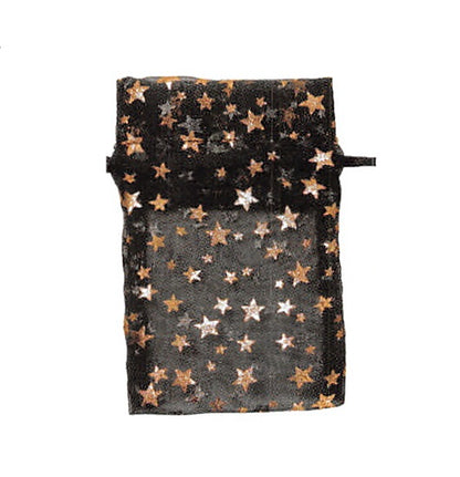 Bolsa y estuche con cordón, color negro y estrellas doradas