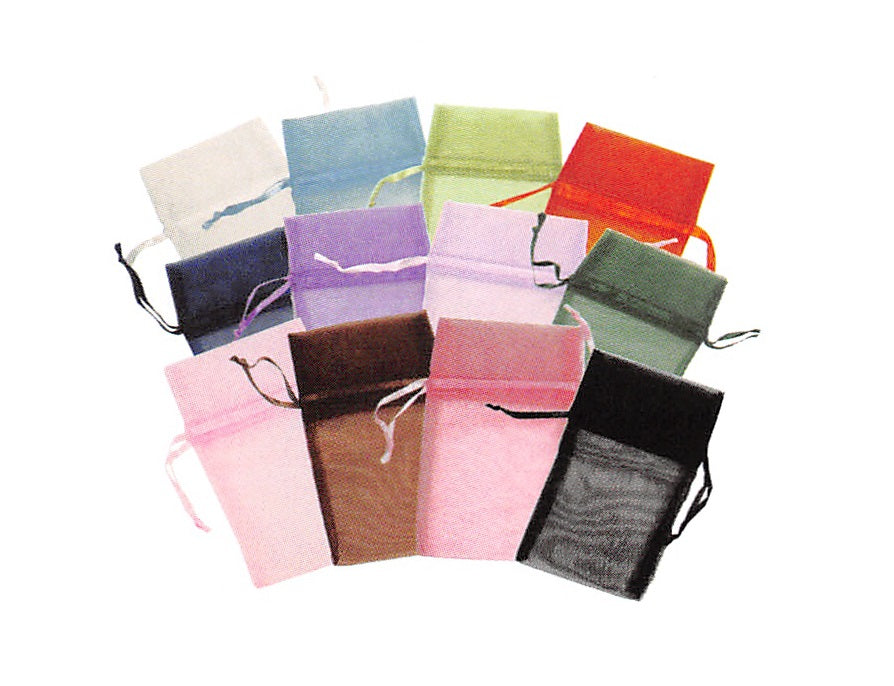 Bag & Pouch - Drawstring  - Sheer Colors -   Assorted - 12 pcs. Pack