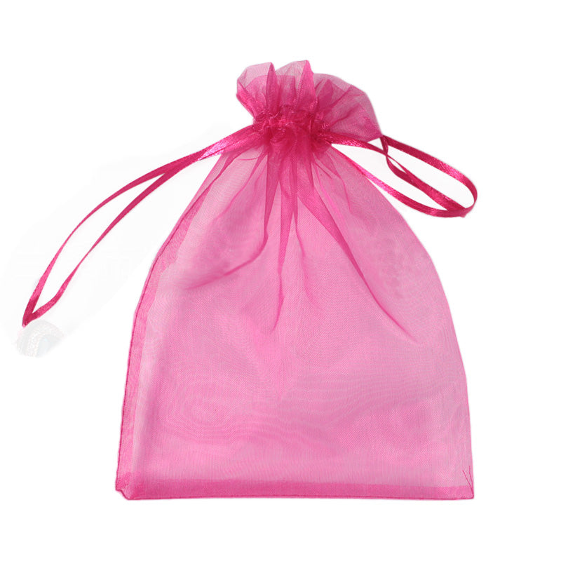 Sheer Organza Drawstring Pouch — Sheer Baby Blue — 5 x 6 in