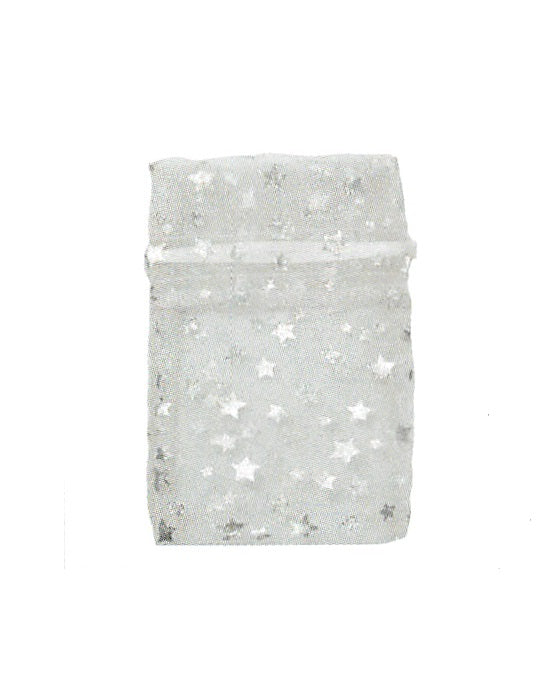 Bag & Pouch - Drawstring  -  White With Silver Stars