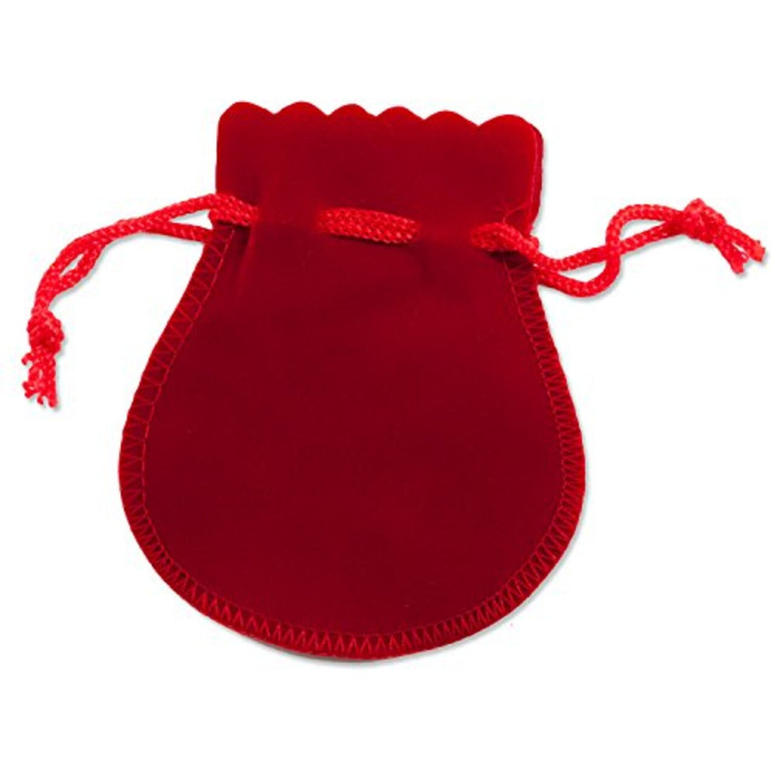 Scalloped Velvet Pouch — Red Scalloped-Edge Velvet — 2 x 2 in