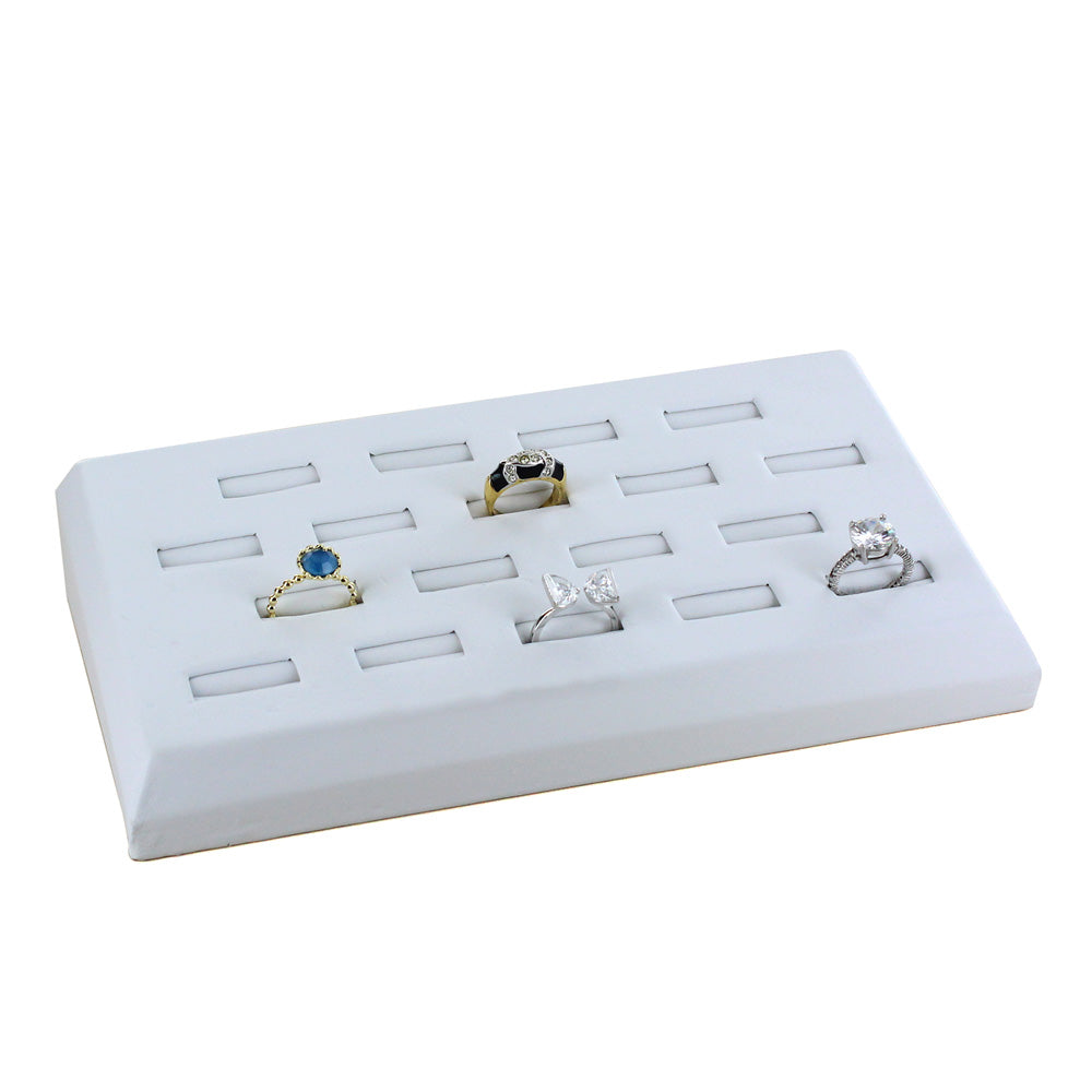 RING (18-slot) tray — White faux leather