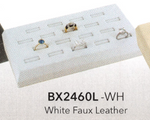 RING (18-slot) tray — White faux leather