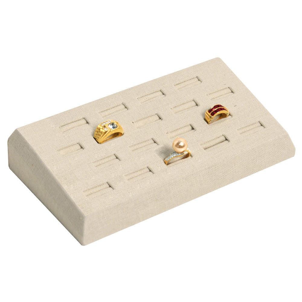 RING (18-slot) tray — natural linen beige