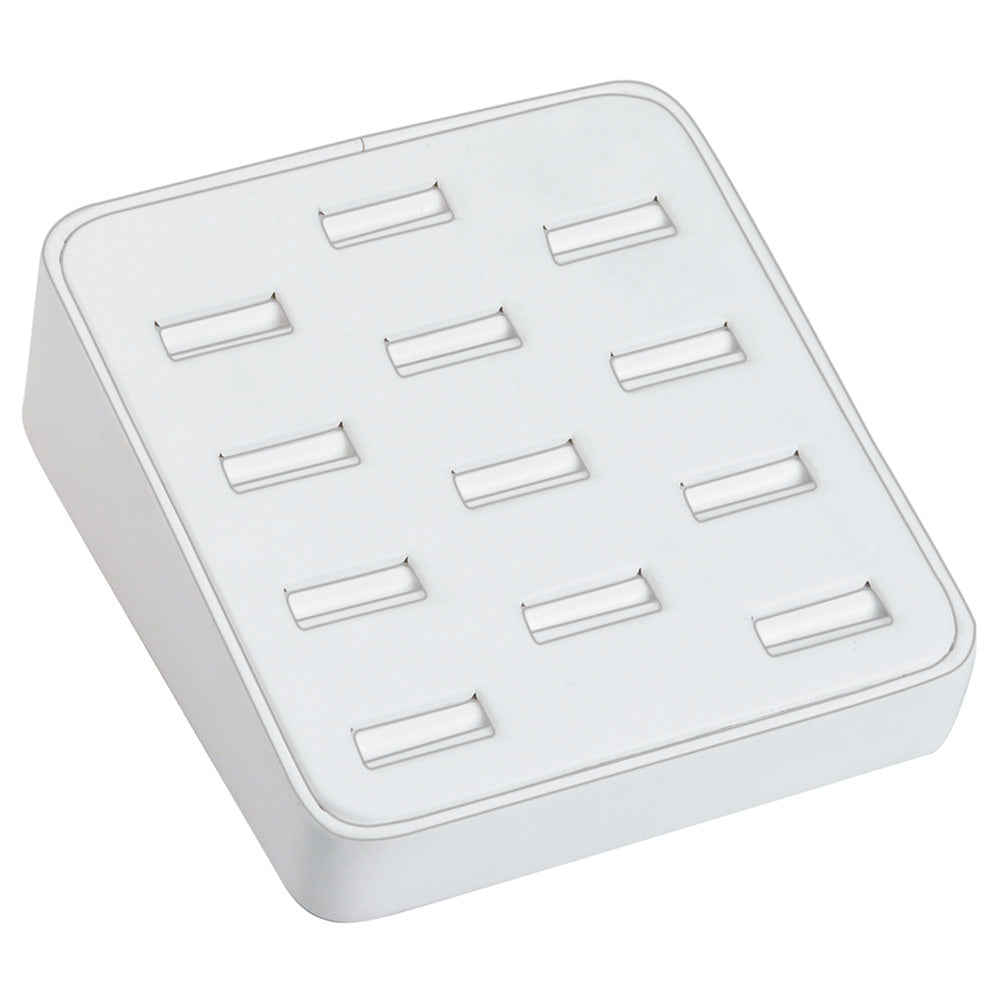 RING (12-slot) tray — White faux leather
