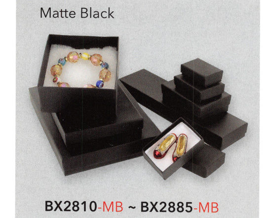 Cotton Filled Box - #75 - 7 1/8 x 5 1/8 x 1 1/8 - Matte Black