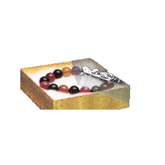 Clear-Lid Cotton-Filled Box - Gold Texture