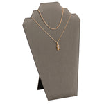 Necklace Display with Easel — 8 1/4 x 12 1/2" H (A) — Steel Grey Faux Leather